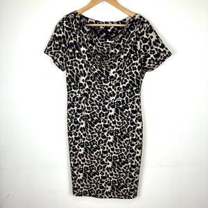 Homeyee Leopard Print Short Sleeve Dress Women’s 12‎ XXL Read